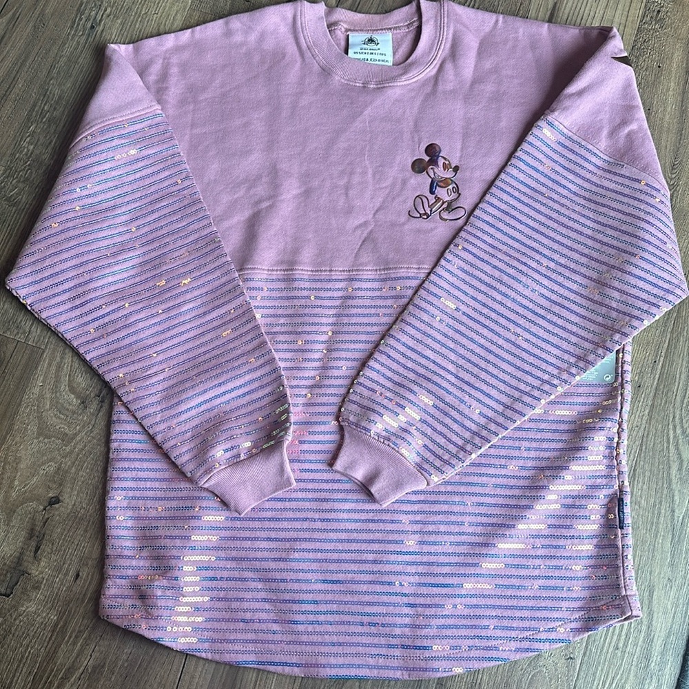NWT Purple sequin Disneyland spirit jersey (size small)